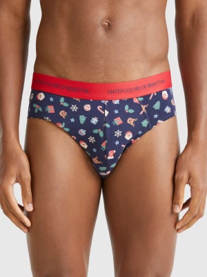 Benetton, Briefs With Christmas Print, size XL, Multi-color, Men United Colors of Benetton