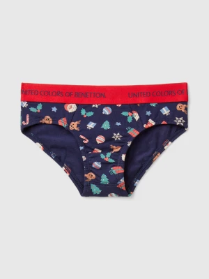 Benetton, Briefs With Christmas Print, size XXS, Dark Blue, Kids United Colors of Benetton