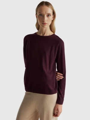 Benetton, Brown Crew Neck Sweater In Cashmere And Wool Blend, Size: XXS, Women United Colors of Benetton