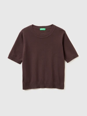 Benetton, Brown Short Sleeve Sweater, Size: XS, Brown, Women United Colors of Benetton