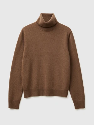 Benetton, Brown Turtleneck In Pure Cashmere, Size: XL, Brown, Women United Colors of Benetton
