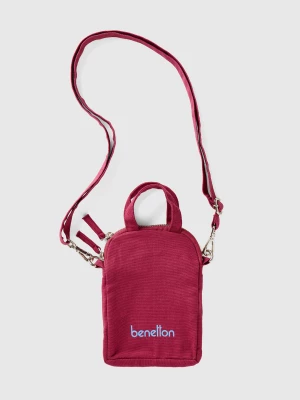 Benetton, Burgundy Cell Phone Holder In Pure Cotton, size OS, Burgundy, Women United Colors of Benetton