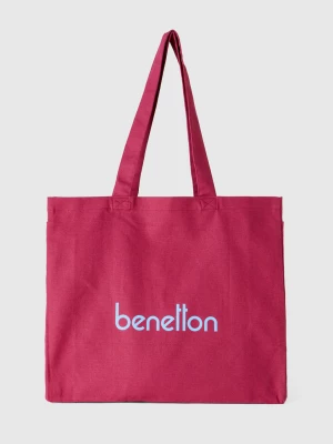 Benetton, Burgundy Tote Bag In Pure Cotton, size OS, Burgundy, Women United Colors of Benetton