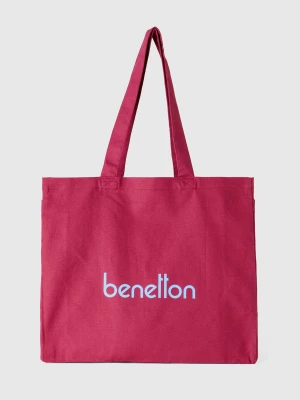 Benetton, Burgundy Tote Bag In Pure Cotton, size OS, Burgundy, Women United Colors of Benetton