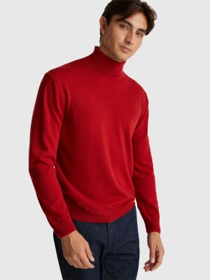 Benetton, Burgundy Turtleneck In Pure Merino Wool, Size: XL, Burgundy, Men United Colors of Benetton