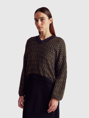 Benetton, Cable Knit Sweater In Alpaca Blend, Size: XS, Black, Women United Colors of Benetton
