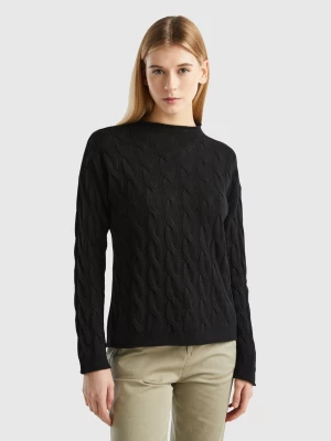 Benetton, Cable Knit Sweater, size M, Black, Women United Colors of Benetton