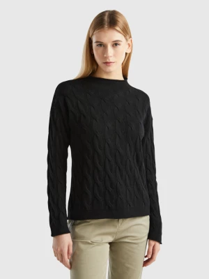 Benetton, Cable Knit Sweater, size S, Black, Women United Colors of Benetton