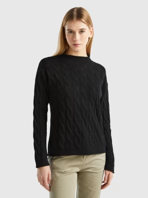 Benetton, Cable Knit Sweater, size XL, Black, Women United Colors of Benetton