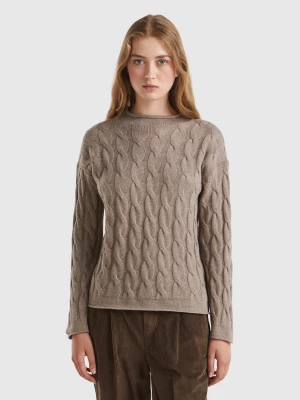 Benetton, Cable Knit Sweater, size XL, Brown, Women United Colors of Benetton