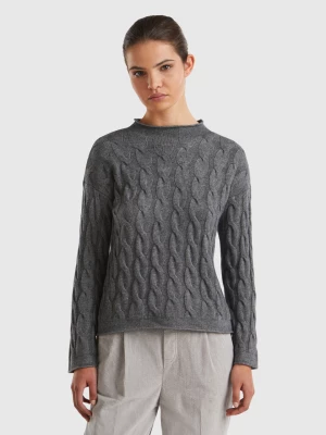 Benetton, Cable Knit Sweater, size XS, Dark Gray, Women United Colors of Benetton