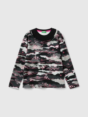 Benetton, Camouflage T-shirt With Neon Details, size S, Multi-color, Kids United Colors of Benetton