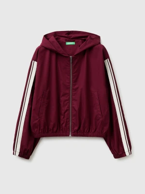 Benetton, Canvas Jacket With Hood, Size: XS, Burgundy, Women United Colors of Benetton