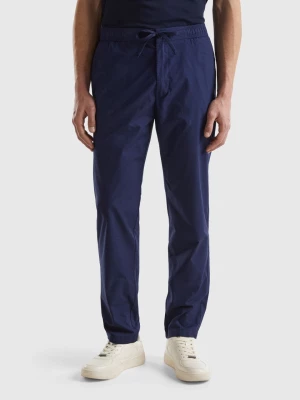 Benetton, Canvas Trousers With Drawstring, size 42, Dark Blue, Men United Colors of Benetton
