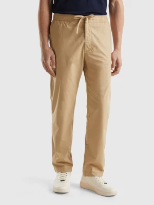 Benetton, Canvas Trousers With Drawstring, size 44, Beige, Men United Colors of Benetton