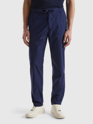 Benetton, Canvas Trousers With Drawstring, size 48, Dark Blue, Men United Colors of Benetton