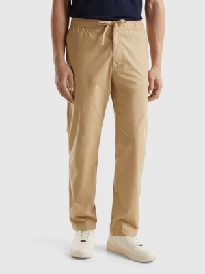 Benetton, Canvas Trousers With Drawstring, size 54, Beige, Men United Colors of Benetton