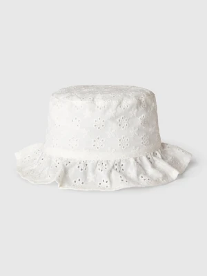 Benetton, Cap With Broderie Anglaise Embroidery, size 104, White, Kids United Colors of Benetton