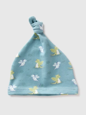 Benetton, Cap With Dragon Print, Size: 82, Sky Blue, Kids United Colors of Benetton