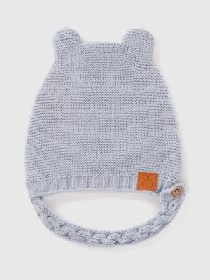 Benetton, Cap With Ear Applique In Recycled Wool Blend, size 50-56, Sky Blue, Kids United Colors of Benetton