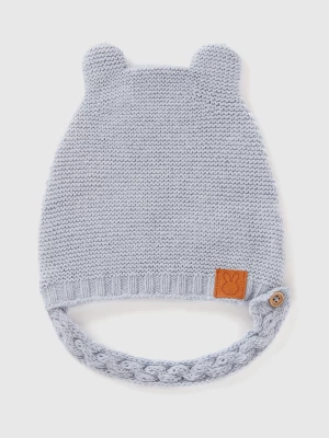 Benetton, Cap With Ear Applique In Recycled Wool Blend, size 74-82, Sky Blue, Kids United Colors of Benetton