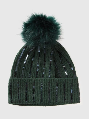Benetton, Cap With Pom Poms And Sequins, Size: S-L, Dark Green, Kids United Colors of Benetton