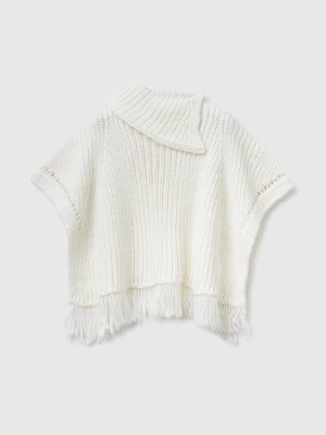 Benetton, Cape With Fringe, Size: S-L, Creamy White, Kids United Colors of Benetton