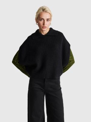 Benetton, Cape With High Collar, Size: XS-S, Black, Women United Colors of Benetton