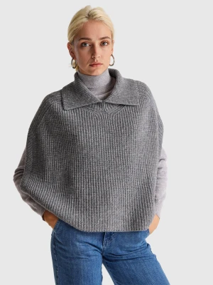Benetton, Cape With High Collar, Size: XS-S, Dark Gray, Women United Colors of Benetton