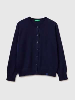 Benetton, Cardigan In Cotton And Modal Blend, Size: XL, Dark Blue, Kids United Colors of Benetton