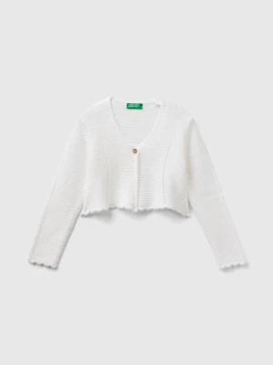 Benetton, Cardigan In Linen And Viscose Blend, size 104, White, Kids United Colors of Benetton
