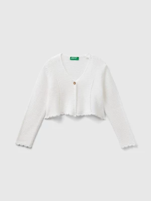 Benetton, Cardigan In Linen And Viscose Blend, size 110, White, Kids United Colors of Benetton