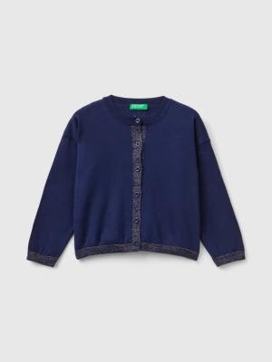 Benetton, Cardigan In Pure Cotton Lurex, size 104, Dark Blue, Kids United Colors of Benetton