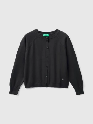 Benetton, Cardigan In Pure Cotton, size 2XL, Black, Kids United Colors of Benetton