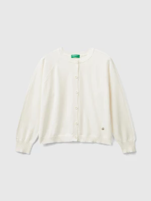 Benetton, Cardigan In Pure Cotton, size 2XL, Creamy White, Kids United Colors of Benetton