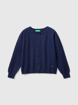 Benetton, Cardigan In Pure Cotton, size 2XL, Dark Blue, Kids United Colors of Benetton