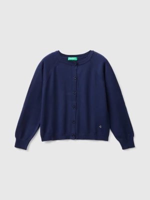 Benetton, Cardigan In Pure Cotton, size 2XL, Dark Blue, Kids United Colors of Benetton