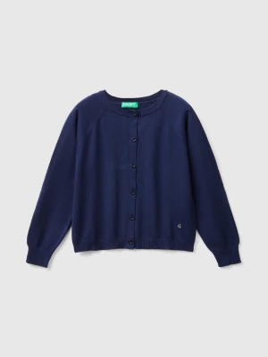 Benetton, Cardigan In Pure Cotton, size M, Dark Blue, Kids United Colors of Benetton