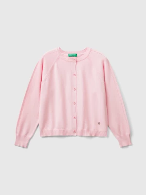 Benetton, Cardigan In Pure Cotton, size M, Pink, Kids United Colors of Benetton