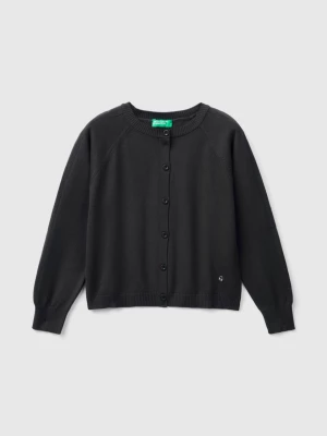 Benetton, Cardigan In Pure Cotton, size S, Black, Kids United Colors of Benetton