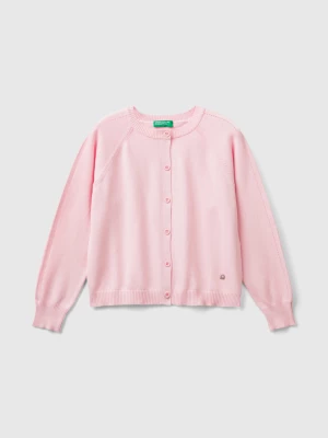 Benetton, Cardigan In Pure Cotton, size XL, Pink, Kids United Colors of Benetton