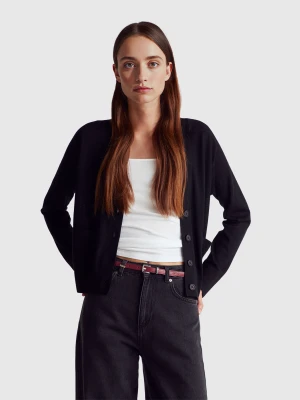 Benetton, Cardigan In Pure Merino Wool, Size: XXS, Black, Women United Colors of Benetton