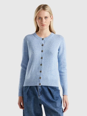 Benetton, Cardigan In Pure Shetland Wool, size L, Light Blue, Women United Colors of Benetton