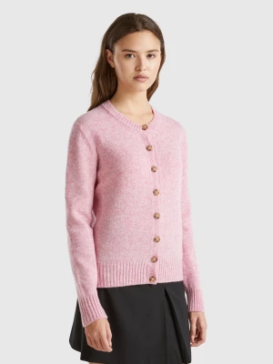 Benetton, Cardigan In Pure Shetland Wool, size L, Soft Pink, Women United Colors of Benetton