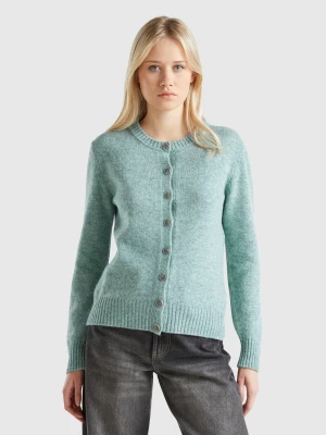 Benetton, Cardigan In Pure Shetland Wool, size XL, Aqua, Women United Colors of Benetton