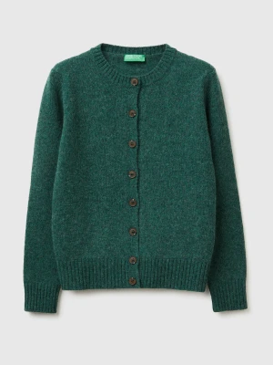 Benetton, Cardigan In Pure Shetland Wool, Size: XXS, Dark Green, Women United Colors of Benetton