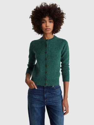 Benetton, Cardigan In Pure Shetland Wool, Size: XXS, Dark Green, Women United Colors of Benetton