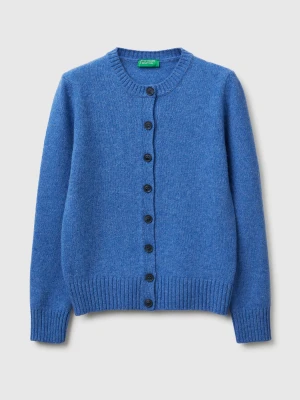 Benetton, Cardigan In Pure Shetland Wool, Size: XXS, Light Blue, Women United Colors of Benetton