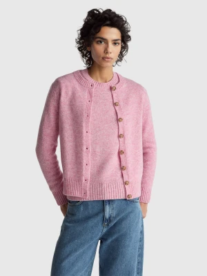 Benetton, Cardigan In Pure Shetland Wool, Size: XXS, Pink, Women United Colors of Benetton
