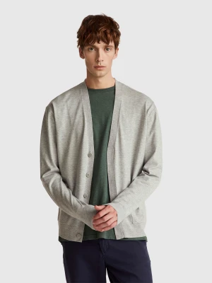 Benetton, Cardigan In Viscose Blend Knit, Size: XS, Light Gray, Men United Colors of Benetton